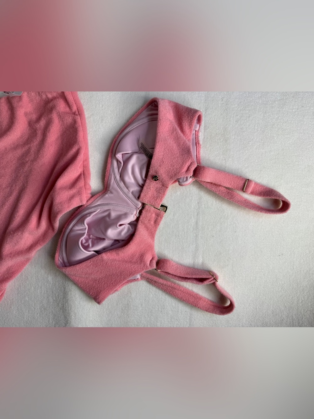 Victoria's Secret Pink Terry High-Waist Bikini SetToo 36DD Bottom Large - Picture 3 of 9